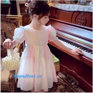 (KIDSFO-22) Dress Anak Perempuan Fashion Korea Pastel Open Heart