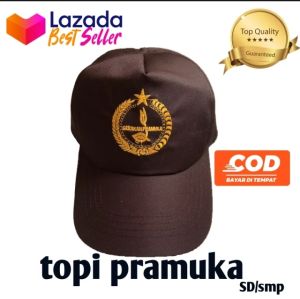 Topi Pramuka BORDIR Sd.Pramuka Smp.Pramuka SMA gesper karet Bordir Kitri