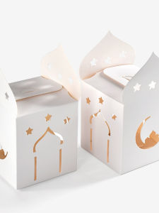 White Hollow out Foldable Paper Box Creative Simple Castle Biscuit Candy Gift Packaging Box European Style Card Stock Wedding Supplies