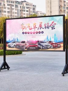 Stainless Steel Mobile Exhibition Stand Outdoor Advertising Poster Display Board Minimalist Modern Design Support Structure