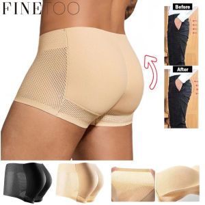 FINETOO Men Butt Lifter Boxer Padding Butt Enhancer Padded Panty Boxer Underwear Shapewear Breathable Body Shaper
