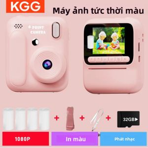 Máy Ảnh Kỹ Thuật Số In Màu Tức Thì Cho Trẻ Em Độ Phân Giải 1080P Kèm Máy In Nhiệt 32GB In Ảnh Và Video Quà Tặng Cho Trẻ Em