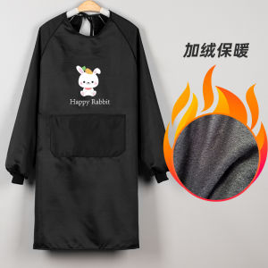 เสื้อคลุมกันเปื้อนทำงานผู้หญิง แขนยาว หนา อบอุ่น กันน้ำ กันไขมัน สำหรับใช้ในบ้าน ครัว เสื้อกันเปื้อนแบบปกติ