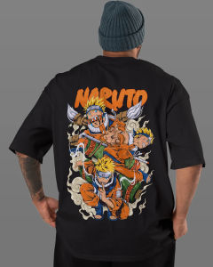 Bandai | Naruto Uzumaki T-Shirt Men Summer Anime Multi-Pose Graphic Tee Japanese Manga Streetwear Short Sleeve Oversized Top
