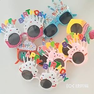 Birthday Party Sunglasses Cupcake Daisy Dollar Cake Props Glasses Funny Mickey Rainbow Shell Flamingo Mario Police Spec