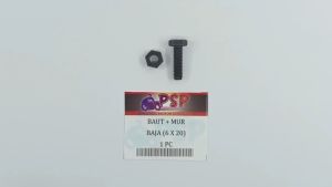 Baut Baja 6x20 (+ Mur) Harga 1 PC - Baud Mor Baja M6 Bibir Topi 6mm Panjang 20 mm Kunci 10 Universal