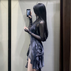 Spring 2025 New Style Short A-Line Dress Deep Grey Asymmetrical Hem Strapless Dress for Petite Women Pure Desire Style