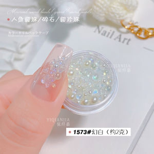 Internet Celebrity Nail Beauty Crystal Gravel Thin and Glittering Magic Color Asymmetrical DIY Pile Rhinestone Pearl Mermaid round Beads Gravel round Pearl