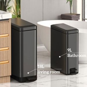 HS | Home Stainless Steel With Lid Pedal Large Trash Can