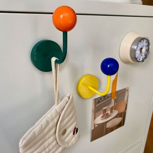 1PC Color Creative Magnetic Hook No Punch Magnetic Hook Kitchen Bathroom Door Refrigerator Strong Traceless Decoration
