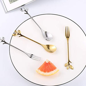 (HÀNG CAO CẤP) NĨA MUỖNG INOX 304 Hình Chiếc Lá 18cm độc lạ dùng uống cafe ăn tráng miệng - muỗng khuấy trà nĩa ghim trái cây muỗng