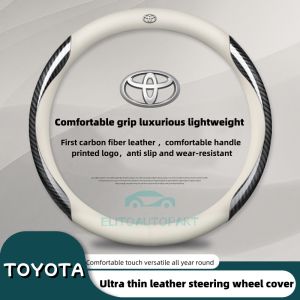 Hyundai Ultra-Thin Leather For Hyundai Car Steering Wheel Cover 38cm Breathable carbon fiber Sweat-Absorbent For accent eon Starex getz stargazer tucson reina  kona Accessories