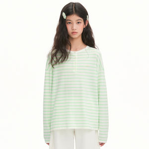 LOVESASAKIDS | Mint Colored Stripe Design Knit T-Shirt