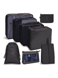 ชุดกระเป๋าจัดระเบียบสำหรับเดินทาง 8 ชิ้น ชุดกระเป๋าจัดเก็บสัมภาระแบบพกพา สำหรับใส่เสื้อผ้า รองเท้า และของใช้ต่างๆ