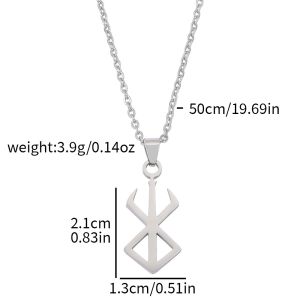 Bandai | Stainless Steel Jewelry Berserk Necklace Sword Logo Pendants Choker The Mad Warrior Of Norse Viking Mythology Men Adornment Gift
