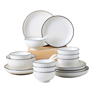 Yomerto | Japanese Ceramic Dinnerware Set Large Minimalist Bowls and Plates