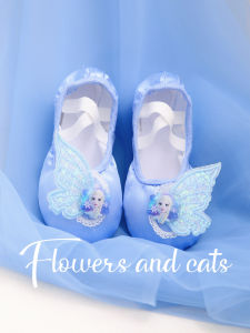 Princess Elsa Dance Shoes Womens Soft Bottom Classical Childrens Ballet Shoes Blue Floral Cats Brand Sport Fitness Fans Goods
