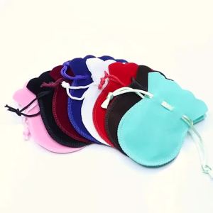 10pcs/lot Velvet Drawstring Jewelry Bags Colorful Gourd Shaped Jewelry Storage Pouches Portable Gifts Display Packaging Bags