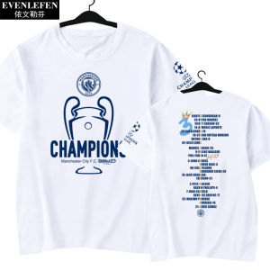 Manchester City Team Champions League the Treble Harland Football Fan Clothes Quick-Dry T-shirt Short-Sleeved Men and Women Ice Silk Half Sleeve