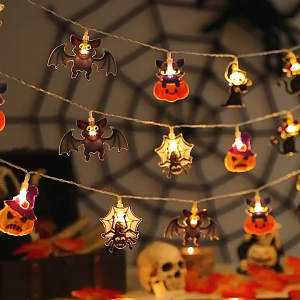 【Happy Time】2M Halloween LED Fairy Lights Pumpkin Ghost Lantern Waterproof IP65 String Lights for Party Haunted House Home Decoration Indoor Outdoor Spooky Halloween Light Battery Powered Party Supplies Reusable Easy Use Tiktok Ins Reels Photo Booth Setup