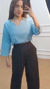 Ashley Top Wanita V-Neck Gaya Korea Modern