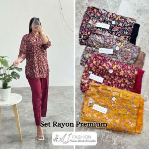 ONE SET RAYON TWILL PREMIUM TERLARIS/SETELAN WANITA DEWASA BAHAN RAYON TERBARU/SET RAYON IMPORT PREMIUM