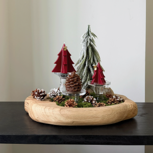 Christmas Mini Tree Aromatherapy Candle Decoration Wooden Tray