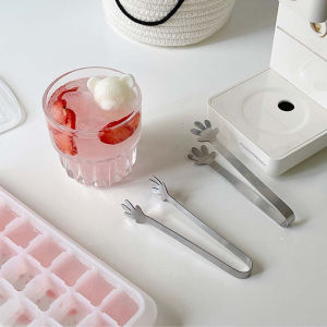 【On Sale】Stainless Steel Palm Ice Cube Tongs Sugar Clips Restaurant Coffee Rock Brown Lemon Slices Creative Tongs