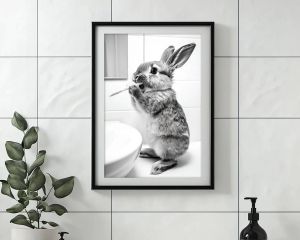 BILIBILI | Brushing Teeth Animal Art Poster Lion Monkey Horse Rabbit Dog Cat Eagle Funny Bathroom Wall Stickers Bathroom Animals Home Decor