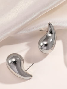Vintage Chunky Dome Drop Earrings For Women Golden Color Stainless Steel Thick Teardrop Earring Statement Wedding Jewelry Gift