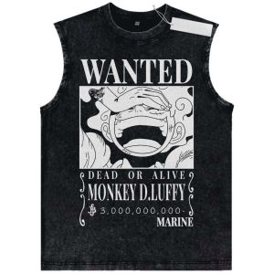 Bandai | 2026 Summer Mens Black Washed Tank Top One Piece Chopper Multiple Forms I Love Carrots High - Quality Soft Fabric for Fitness