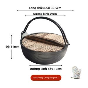 Nồi Nấu Súp Bằng Sắt Nguyên Khối Dày Kiểu Nhật Bản Không Cần Phủ Lớp Chống Dính Nồi Nấu Súp Kiểu Cũ Nồi Nấu Súp Lẩu Suki