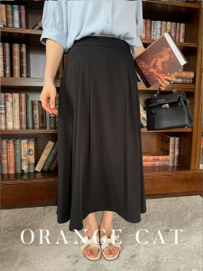 Váy Midi Chữ a Màu Đen Cạp Cao Phong Cách Công Sở Váy Công Sở Mùa Xuân 2025 Chất Liệu Polyester Dáng Chữ a Váy Dự Tiệc