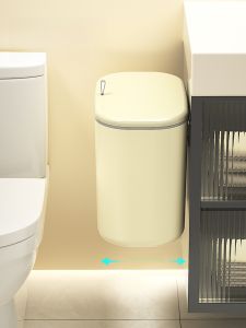 Large Size Wall-Mounted Bathroom Kitchen Sink Trash Can Home Use Plastic Sliding Cover Waste Bin Garbage Can Trash Container