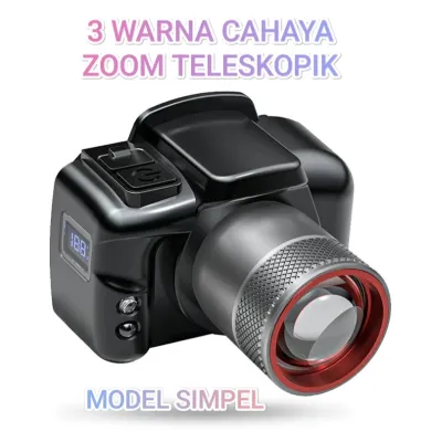Senter Kepala Zoom Murah T253 3 warna Cahaya Anti Air type C Digital
