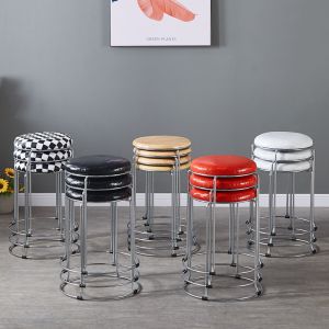 Stackable Reinforced Small Round Soft-padded Stool