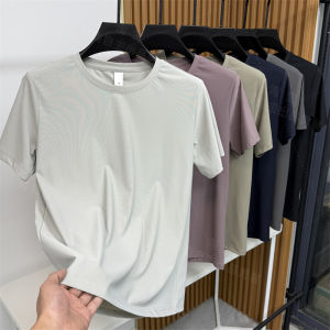 Áo Thun Tay Ngắn Mùa Hè Bằng Lụa Băng Nhung Nylon Thoải Mái Màu Trơn Cổ Tròn Thời Trang Thể Thao Thường Ngày Nhiều Màu Sắc