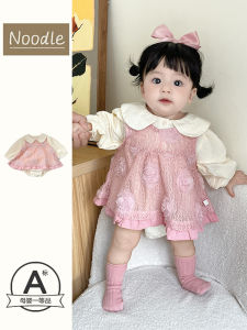 Adorable Korean Style Baby Girls One Year Old Birthday Set Sweet Princess Vest Skirt Polyester Fiber Autumn Clothes Ensemble