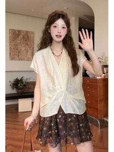 YUEZHONGWEI | Korean Style Summer French Twist Top and Skirt Set
