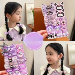 16/18Pcs Kawaii Sanrio Hair Ties Anime Hair Ring Ornaments Kuromi Cinnamoroll My Melody Hair Rope Clip Girls Christmas Gift
