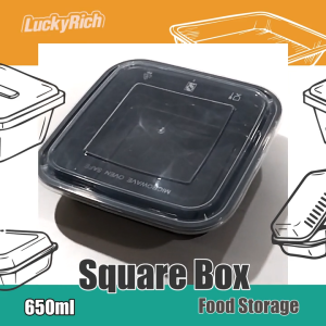 LuckyRich - Square Box - Food Storage 50pcs 650ml with lid cover