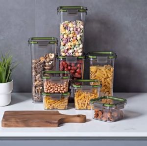 Toples Kotak Snack Kedap Udara Penyimpanan Bening Cereal Kontainer Makanan Food Storage Jar Container 4 SIDE LOCK SYSTEM Tempat Bumbu Wadah Serbaguna KUSU