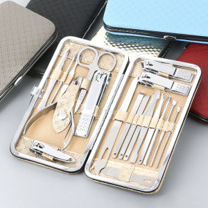 New 19pcs Manicure Set Complete Original Stainless Carbon Steel Kit Box Nail Clippers Set Premium Personal Care Pedicure Tools