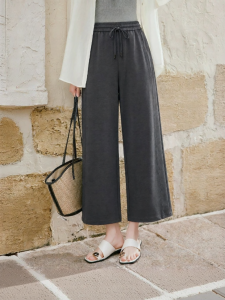 XIANGYING | Leisure Gray High Waist Wide Leg Trousers