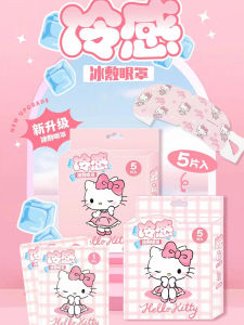 Sanrio Summer Eye Mask Cooling Comfortable Refreshing Eye Relief 5 Pieces Ear Hanging Ice Pack Cartoon Kitten Design