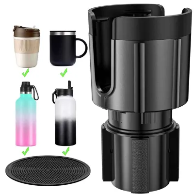 HOMEFISH Adjustable Car Cup Holder Extender Fits Large Drink Bottles & Cups Up To 4.1 Inch Diameter Auto Interior Accessory