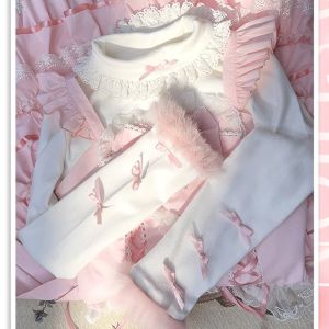 Thickened Fleece Warm Pure Color Base Shirt Inner Wear Lolita Cute Match JSK Soft Cotton Autumn Winter Shirt for Lolita Fans