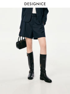 DESIGNICE | Elegant High-Waisted Casual Pants Blue