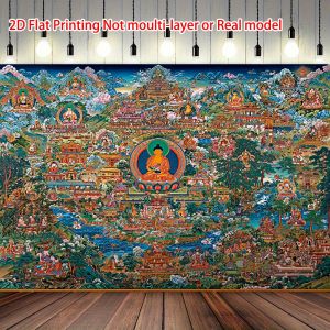 VIKAMA Tây Tạng Thích Ca Mâu Ni Phật Tấm Thảm Trang Trí Tường Cho Văn Phòng Tại Nhà Khu Vực Thiền Polyester Trang Trí Treo