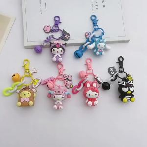 Sanrio | Kawaii Sanrio 3D Doll Keychain Bell Bag Charm Cinnamoroll Kuromi Hello Kitty Backpack Key Ring Gift